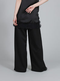 【Et】Crepe Wide Tuck Pants