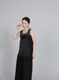 【Et】Crepe Wide Tuck Pants