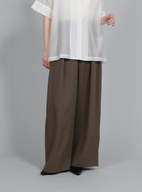 【Et】Crepe Wide Tuck Pants