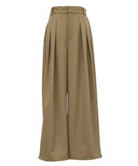 【Et】Crepe Wide Tuck Pants