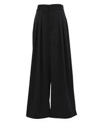 【Et】Crepe Wide Tuck Pants
