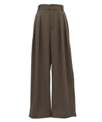 【Et】Crepe Wide Tuck Pants