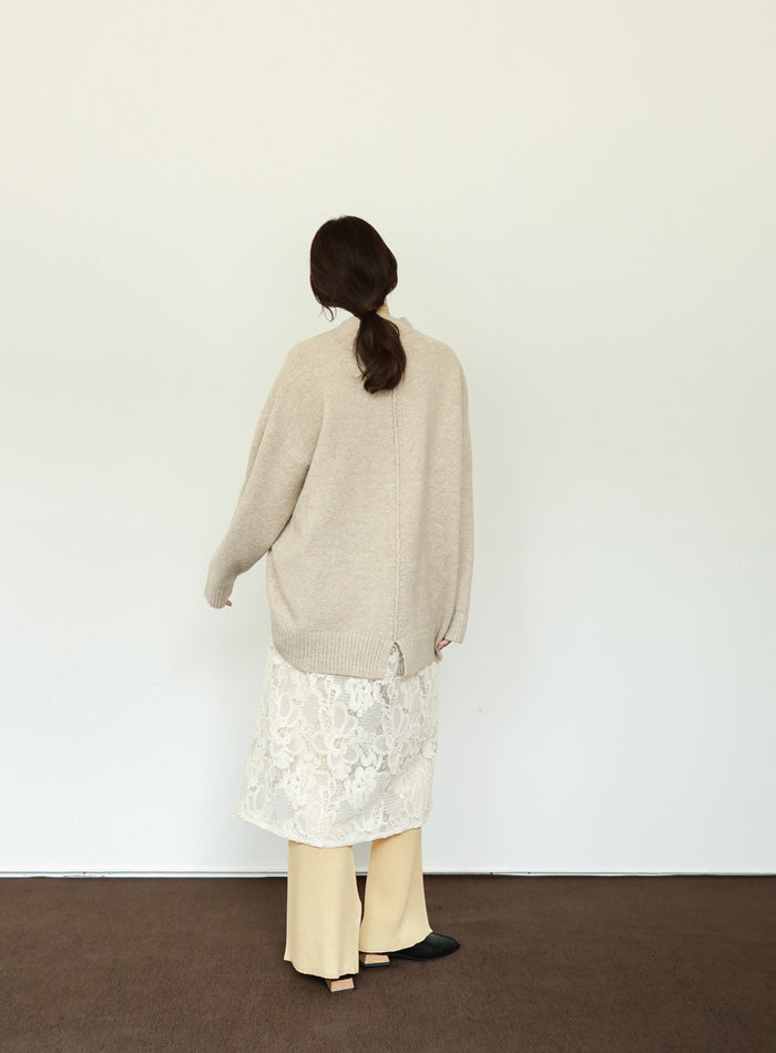 【Et】Rib-Knit Slit Pants