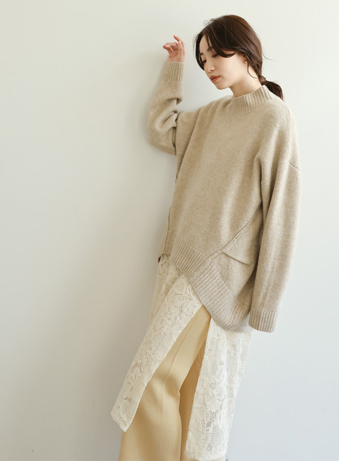【Et】Rib-Knit Slit Pants