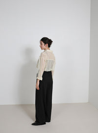 フロントファスナーハイウエストタックパンツ