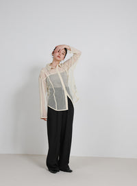 フロントファスナーハイウエストタックパンツ