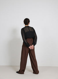 フロントファスナーハイウエストタックパンツ