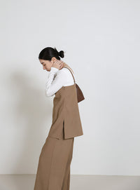 センタープレスワイドストレートスラックス