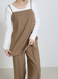 センタープレスワイドストレートスラックス