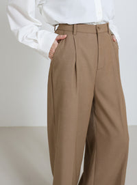 センタープレスワイドストレートスラックス