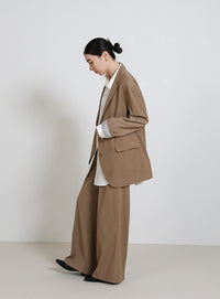 センタープレスワイドストレートスラックス