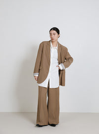 センタープレスワイドストレートスラックス