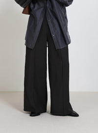 センタープレスワイドストレートスラックス