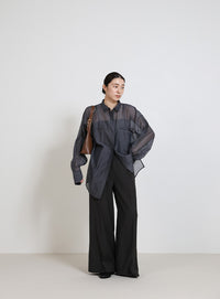 センタープレスワイドストレートスラックス