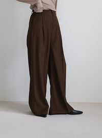 センタープレスワイドストレートスラックス