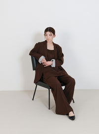 センタープレスワイドストレートスラックス