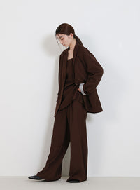 センタープレスワイドストレートスラックス