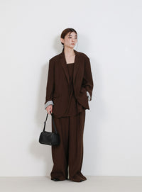 センタープレスワイドストレートスラックス