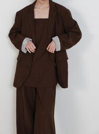 センタープレスワイドストレートスラックス