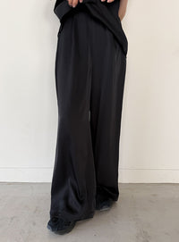 ストレートイージーサテンタックパンツ【セットアップ対応】【by SON】