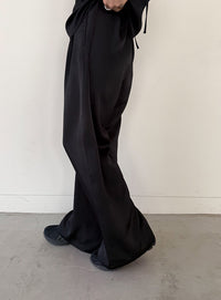 ストレートイージーサテンタックパンツ【セットアップ対応】【by SON】