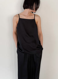 ストレートイージーサテンタックパンツ【セットアップ対応】【by SON】