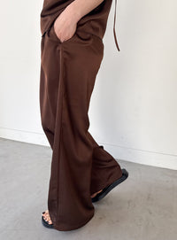 ストレートイージーサテンタックパンツ【セットアップ対応】【by SON】