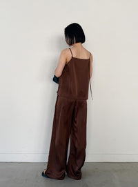 ストレートイージーサテンタックパンツ【セットアップ対応】【by SON】