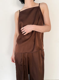 ストレートイージーサテンタックパンツ【セットアップ対応】【by SON】