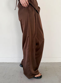 ストレートイージーサテンタックパンツ【セットアップ対応】【by SON】