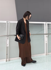 ストレートイージーサテンタックパンツ【セットアップ対応】【by SON】