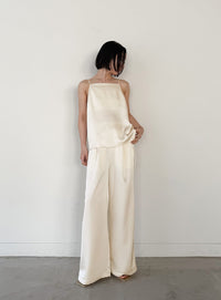 ストレートイージーサテンタックパンツ【セットアップ対応】【by SON】