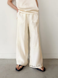 フラワーエンブロイダリーシアーワイドパンツ【セットアップ対応】【by SON】