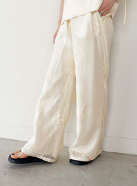 フラワーエンブロイダリーシアーワイドパンツ【セットアップ対応】【by SON】