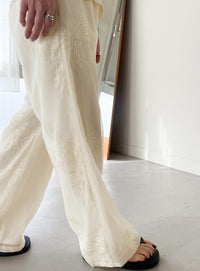 フラワーエンブロイダリーシアーワイドパンツ【セットアップ対応】【by SON】