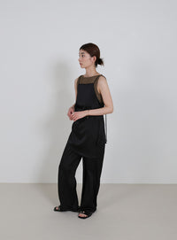 ストレートイージーサテンパンツ【セットアップ対応】