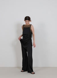 ストレートイージーサテンパンツ【セットアップ対応】