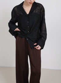 ストレートイージーサテンパンツ【セットアップ対応】