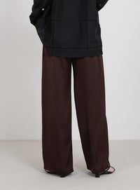 ストレートイージーサテンパンツ【セットアップ対応】