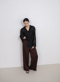 ストレートイージーサテンパンツ【セットアップ対応】