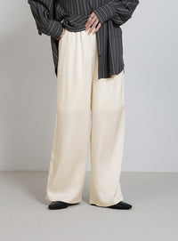 ストレートイージーサテンパンツ【セットアップ対応】