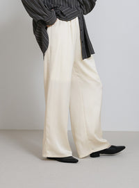 ストレートイージーサテンパンツ【セットアップ対応】