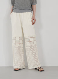 パネルレースイージーパンツ