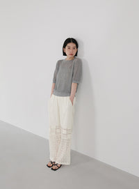 パネルレースイージーパンツ