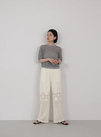 パネルレースイージーパンツ