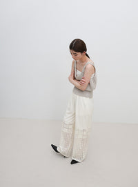 パネルレースイージーパンツ