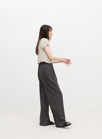 ウエストギャザーストレートリラックスパンツ【接触冷感/セットアップ対応】