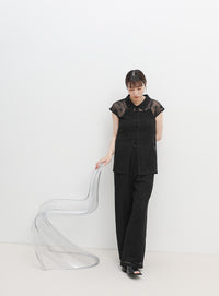 リラックスシアー刺繍パンツ【セットアップ対応】