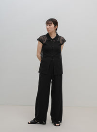 リラックスシアー刺繍パンツ【セットアップ対応】