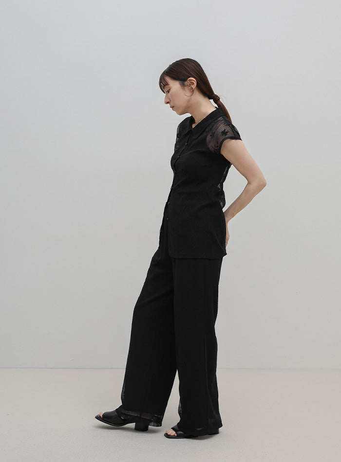 リラックスシアー刺繍パンツ【セットアップ対応】 – SELECT MOCA